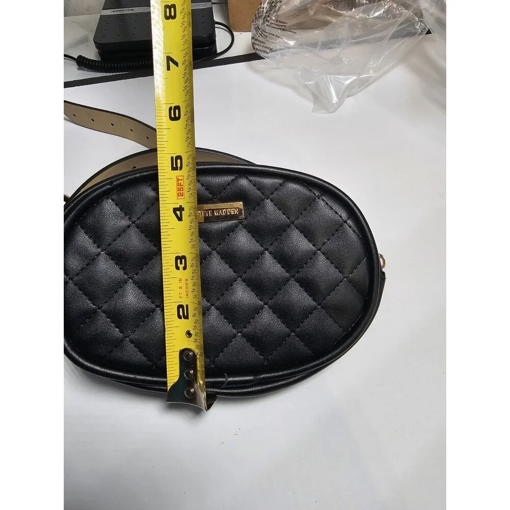 Steve Madden Black Faux Leather Belt Bag Fanny Pack Belt Purse
